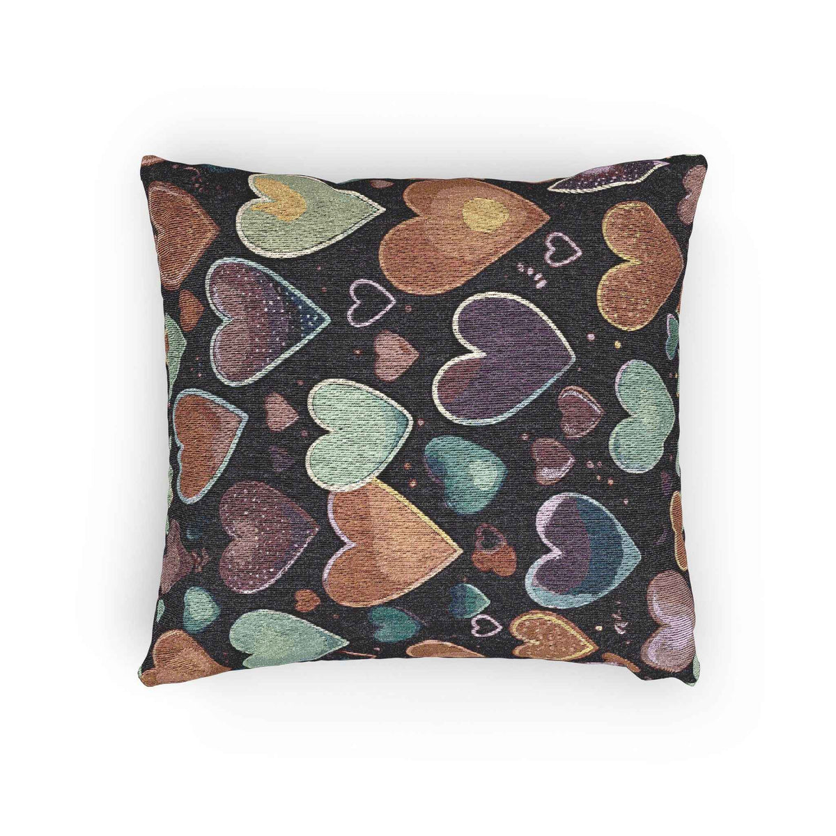 Oreiller tissé à motif de cœurs pastel | Coussin décoratif cœur, Décoration bohème