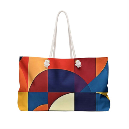 Sac de voyage géométrique abstrait à blocs de couleur | Cabas moderne | Grand sac fourre-tout