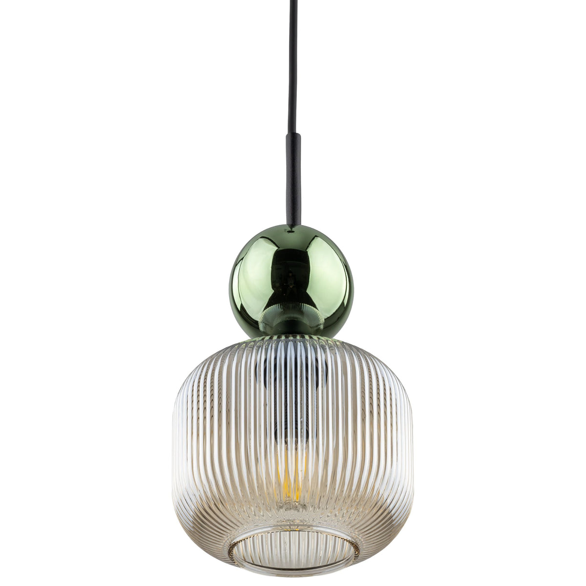 SOPHIA Green & Cognac Ribbed Glass Mini Pendant for Kitchen Island