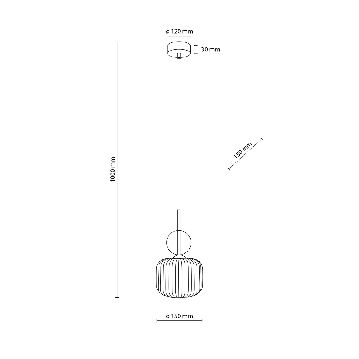 SOPHIA Green & Cognac Ribbed Glass Mini Pendant for Kitchen Island
