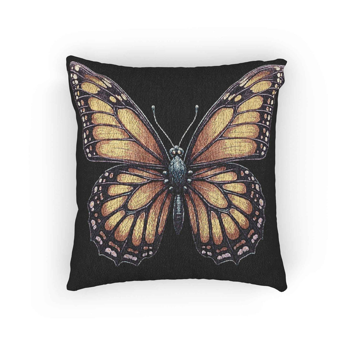 Coussin tissé Papillon Monarque | Coussin décoratif Papillon Pixel Art