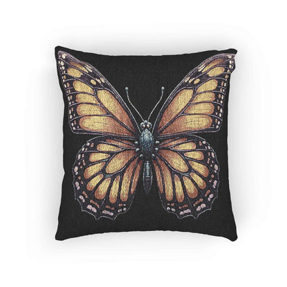 Coussin tissé Papillon Monarque | Coussin décoratif Papillon Pixel Art