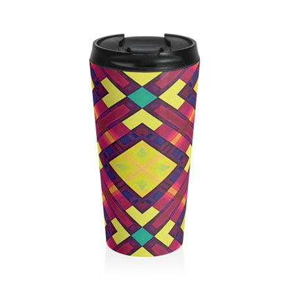 Mug de voyage — Gobelet isotherme en acier inoxydable, motif kaléidoscope géométrique vif