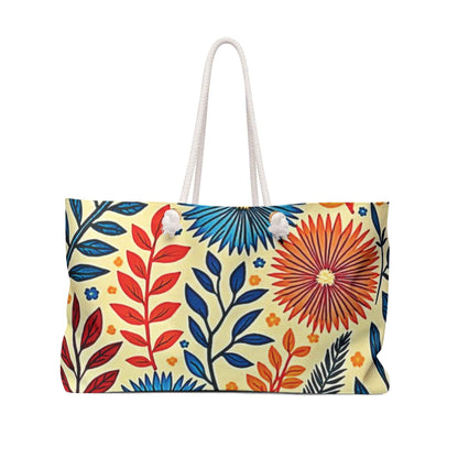 Sac de voyage à motif floral coloré | Grand fourre-tout à fleurs et feuilles de style bohème