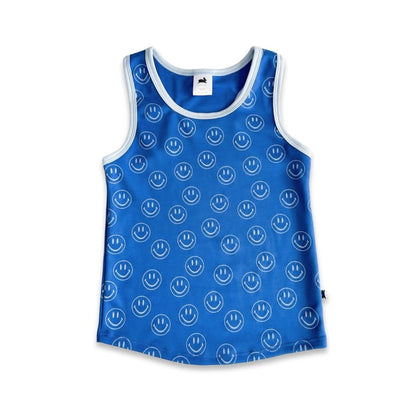 Kids' Bamboo Racerback Tank | Blue Checkers