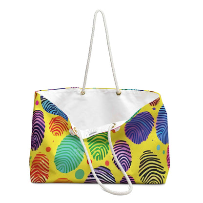 Sac de voyage week-end motif empreintes digitales arc-en-ciel | Sac fourre-tout de voyage coloré | Cadeau pour maman débordée