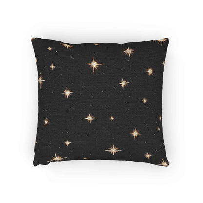 Oreiller tissé Étincelle Nuit Étoilée | Étoiles au point de croix noires