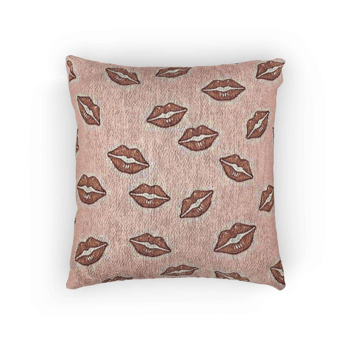 Coussin décoratif tissé motif bisou | Coussin décoratif imprimé lèvres