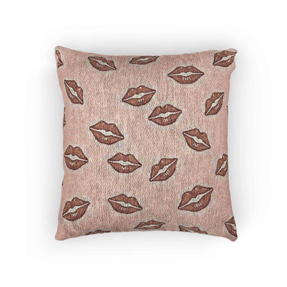 Coussin décoratif tissé motif bisou | Coussin décoratif imprimé lèvres