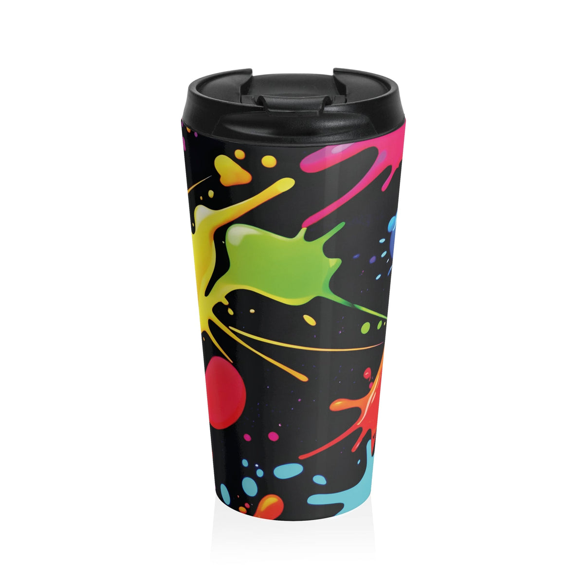 Mug de voyage en acier inoxydable éclat de peinture néon | Gobelet éclaboussures colorées