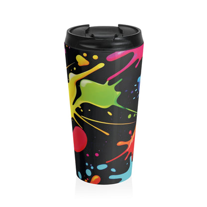 Mug de voyage en acier inoxydable éclat de peinture néon | Gobelet éclaboussures colorées
