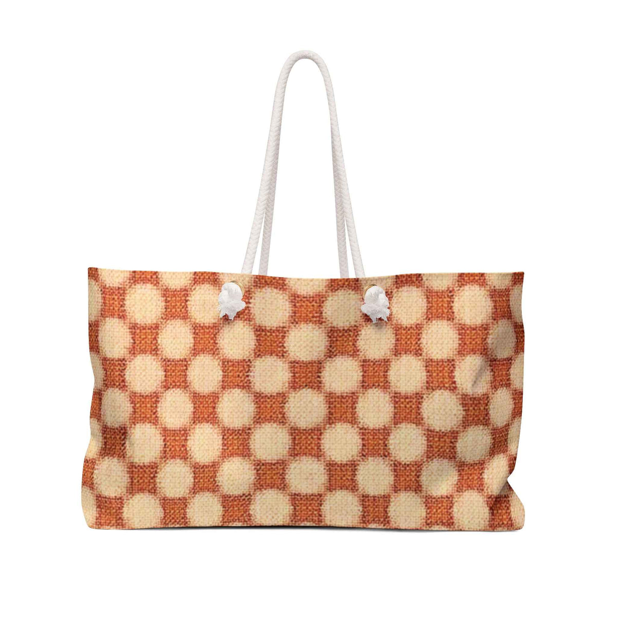 Sac de week-end à carreaux chauds | Fourre-tout rétro orange crème | Sac de plage | Grand sac fourre-tout | Sac de maman pressée | Sac à langer