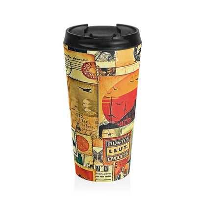 Mug de voyage — Gobelet en acier inoxydable style collage vintage