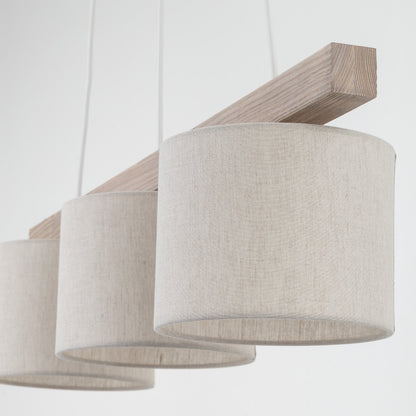 VARO Scandinavian Wood & Linen Pendant Light for Kitchen Island & Dining Table