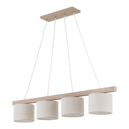 VARO Scandinavian Wood & Linen Pendant Light for Kitchen Island & Dining Table