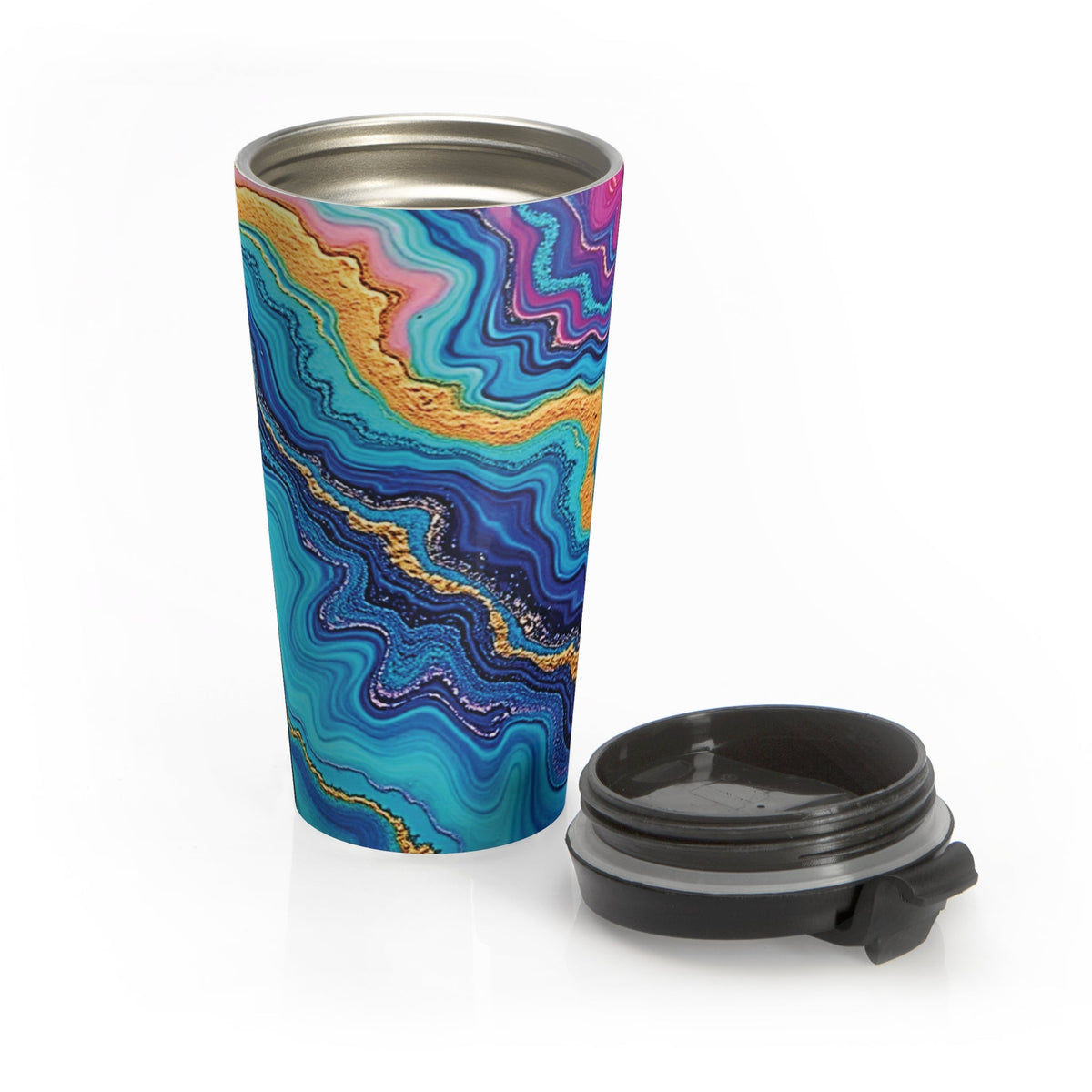 Mug de voyage en acier inoxydable Geode Swirl