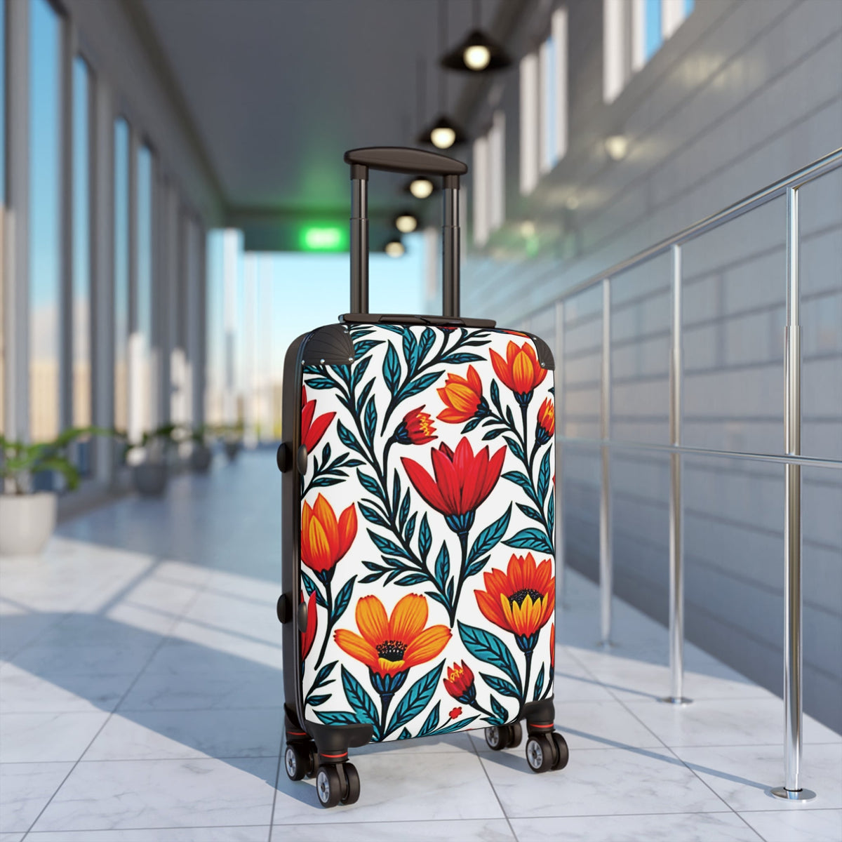 Valise de voyage florale – Bagage à main à imprimé tulipe rouge et orange audacieux