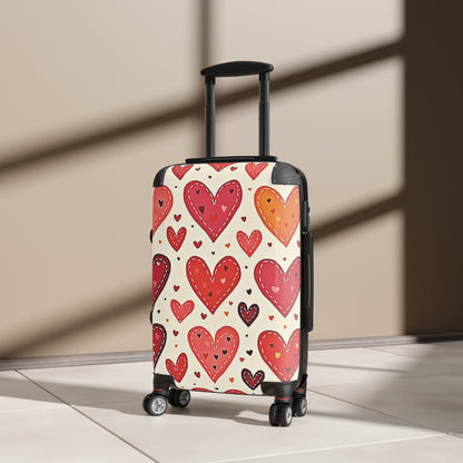Valise cabine à motif cœur — Bagage de voyage Saint-Valentin rouge et orange