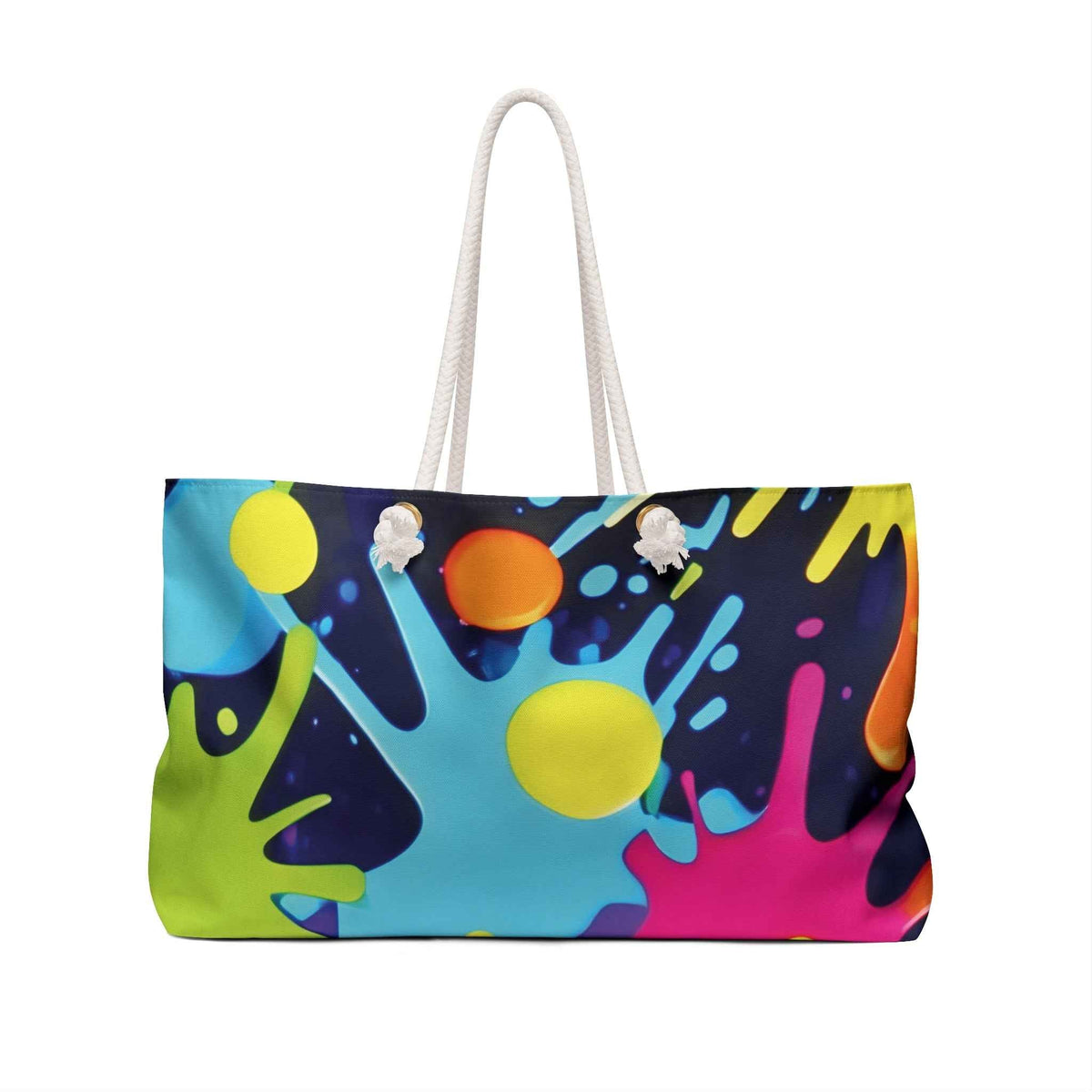 Sac de voyage Weekender néon éclaboussures de peinture | Fourre-tout de voyage coloré | Sac cabas pour maman débordée
