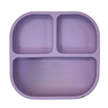 Assiette à ventouse en silicone violette avec compartiments