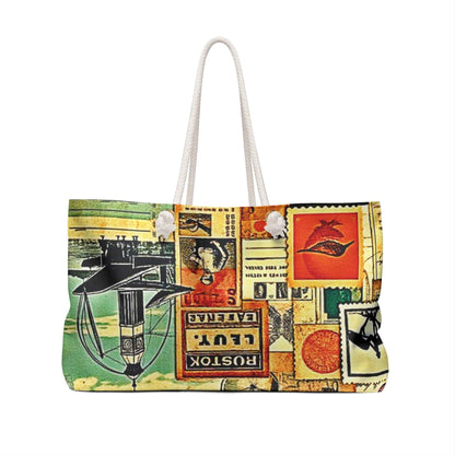 Sac de voyage week-end vintage collage | Timbres-poste, Motifs d'avion, Grand sac fourre-tout