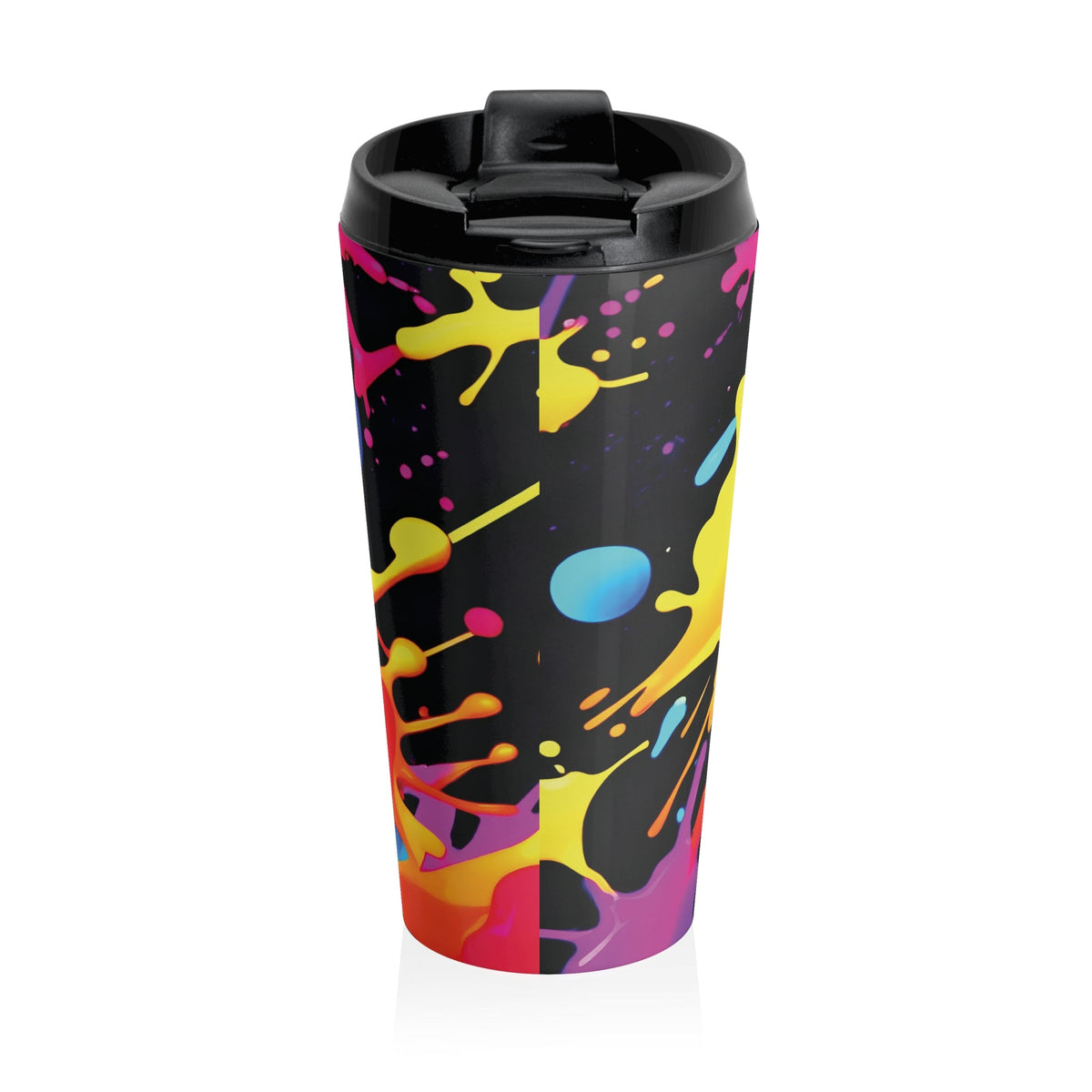 Mug de voyage en acier inoxydable éclat de peinture néon | Gobelet éclaboussures colorées