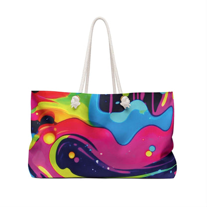 Sac de Voyage Fluide Abstrait Coloré | Sac Fourre-tout Néon Effet Liquide | Grand Cabas