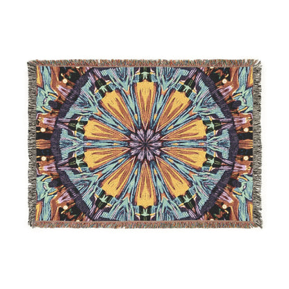 Couverture tissée Mandala Kaléidoscope — Jeté décoratif bohème pour salon et cadeau