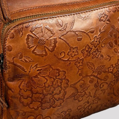 Sac à bandoulière en cuir véritable MET pour femme. Sac à main floral gaufré de haute qualité
