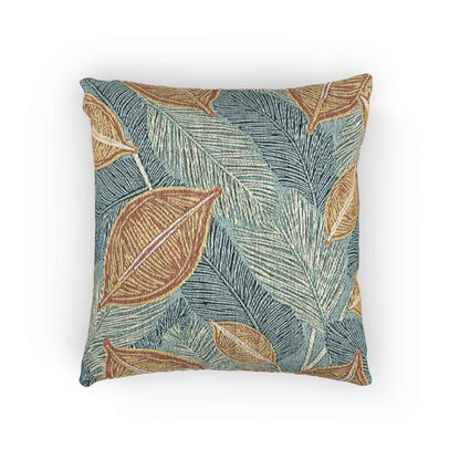 Coussin Tressé Feuille Tropicale | Jeté Décoratif Bohème Bleu Sarcelle Rouille