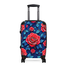 Floral Rose Carry-On Suitcase — Vibrant Red Roses on Navy Travel Luggage