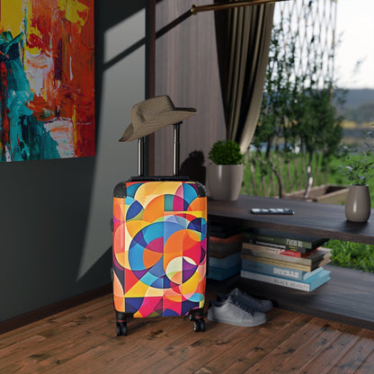 Valise Cabine Géométrique Colorée — Bagage de Voyage Abstrait Moderne