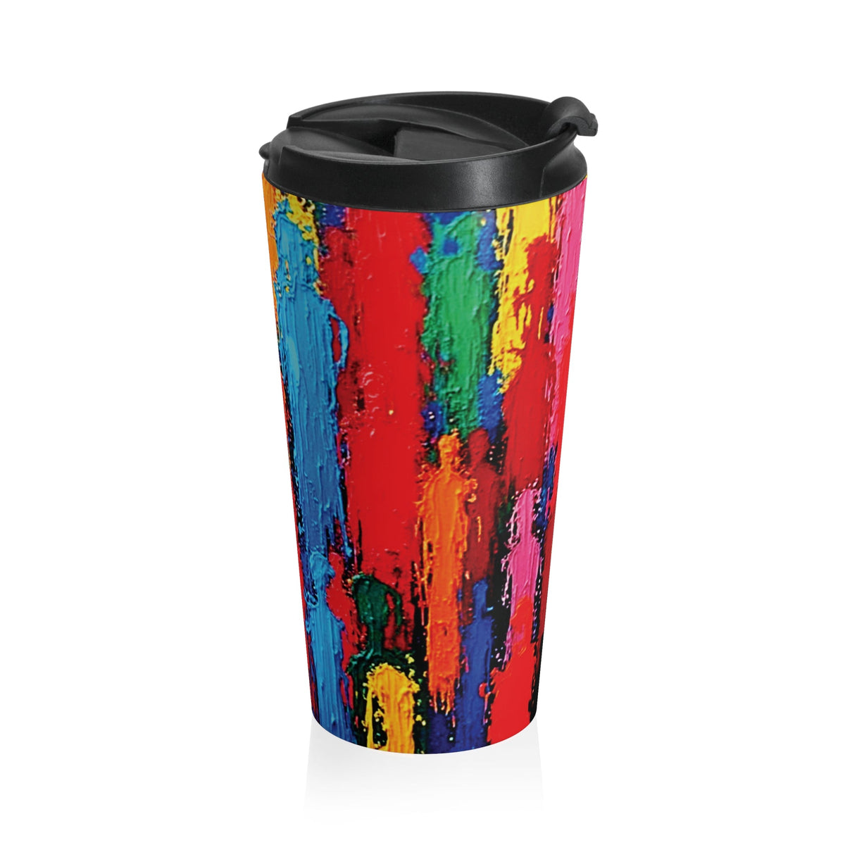 Mug de voyage en acier inoxydable à motifs de coups de pinceau abstraits et colorés