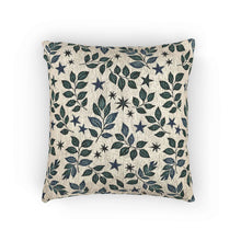 Leaf and Star Pattern Woven Pillow | Botanical Throw Cushion