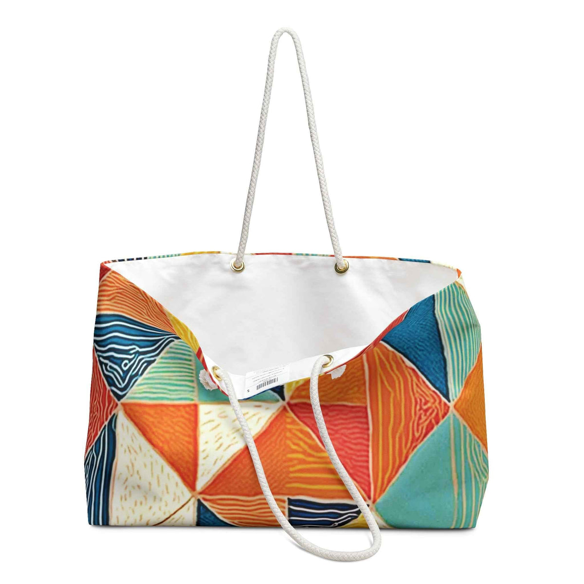 Sac de voyage motif géométrique triangles colorés | Sac de plage | Grand cabas | Sac de maternité