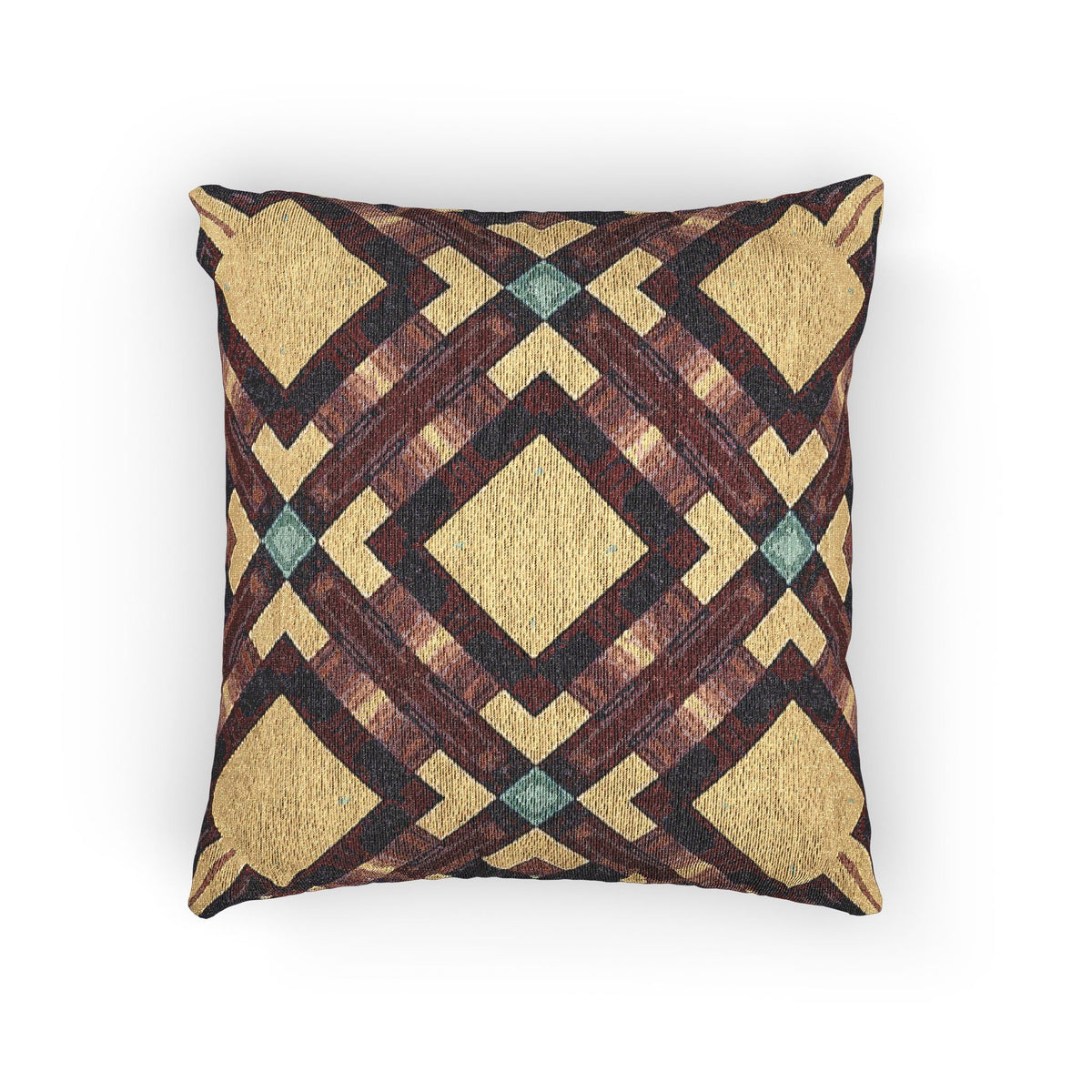 Coussin tressé — Coussin décoratif bohème géométrique aux tons chauds et terreux