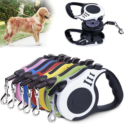 Laisse rétractable automatique pour chien et chat, 3m et 5m, en nylon durable, idéale pour la promenade et la course des chiots, accessoires pour animaux