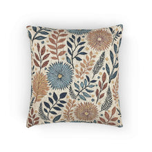 Coussin tissé à motif floral bohème | Coussin décoratif à texture de feuilles et marguerites
