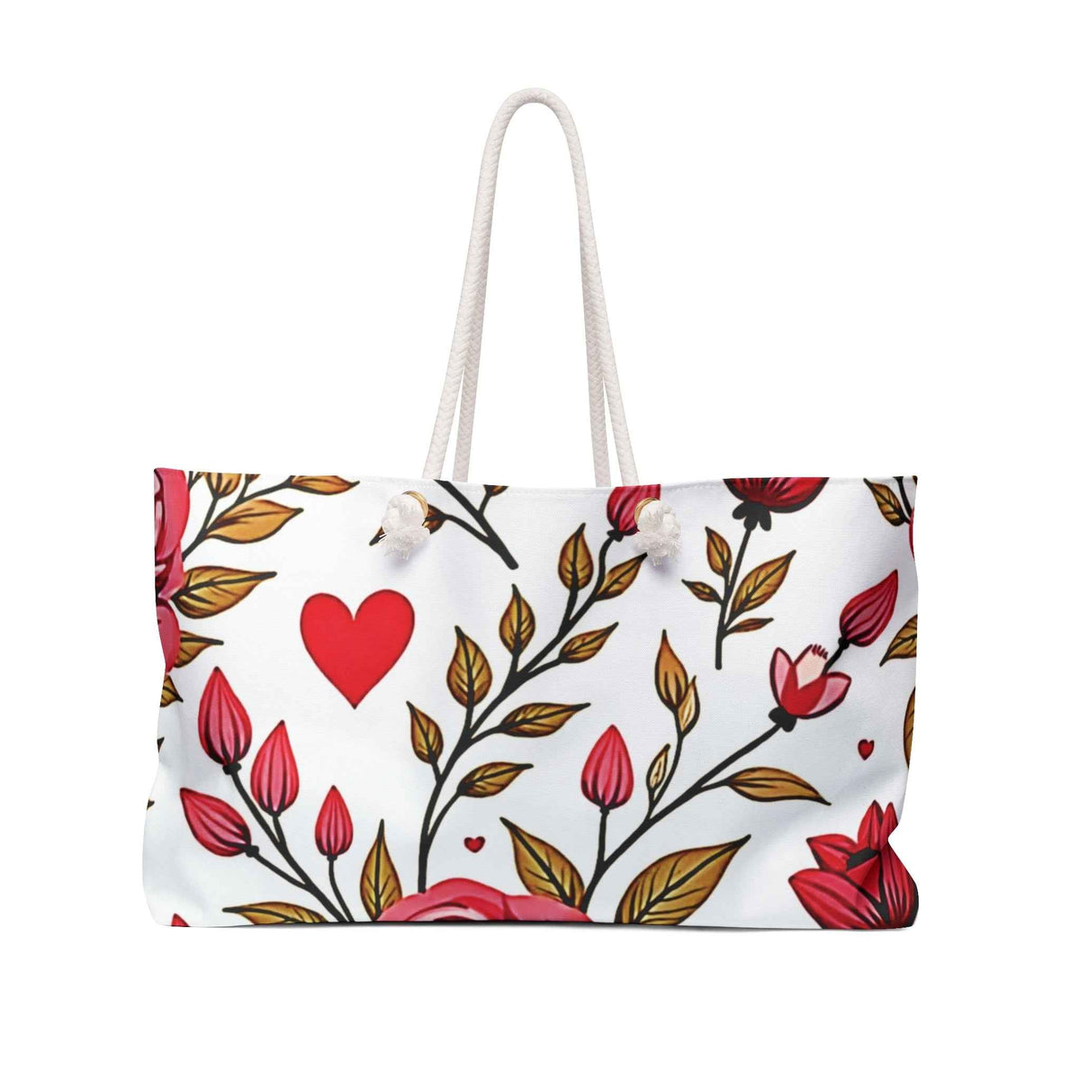 Sac de voyage cabas "Cœur Floral" | Fourre-tout de voyage "Gribouillis Romantique" | Sac de maman débordée | Cadeau pour maman
