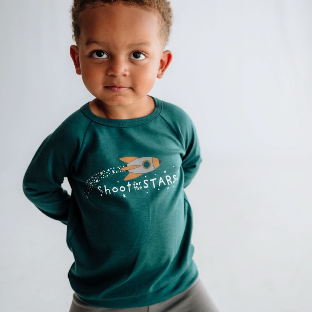 Baby/Kids' Graphic Bamboo Raglan Sleeve Pullover | Big Energy In Black