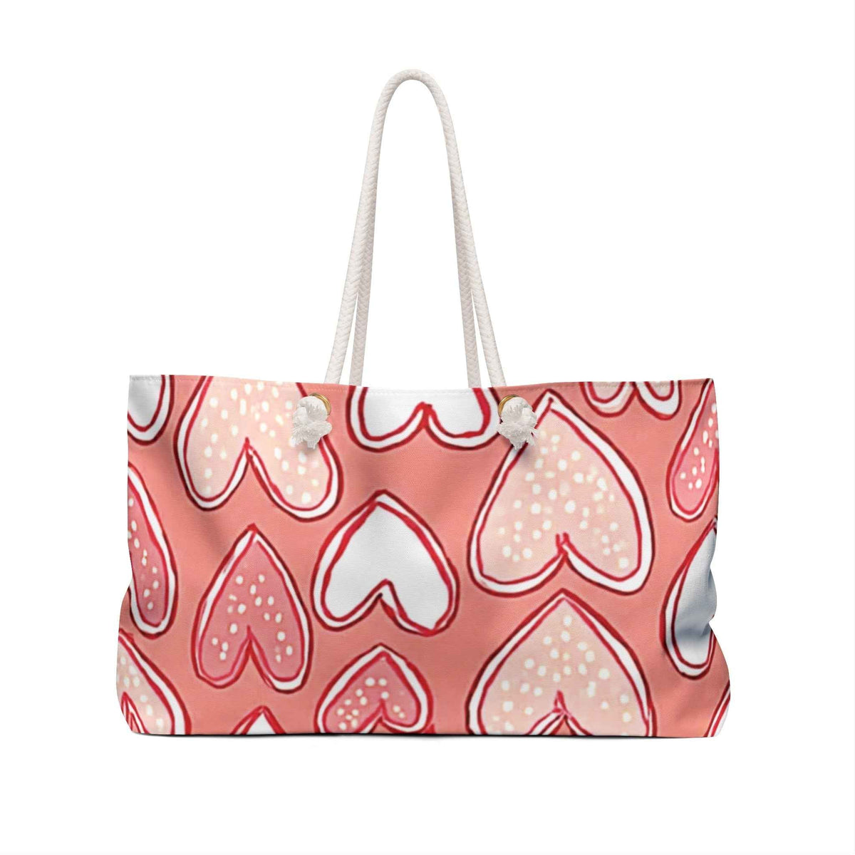 Sac de voyage à cœurs roses dessinés à la main | Cabas à motif Saint-Valentin | Sac maman nomade | Sac maman de tous les jours | Grand sac de plage