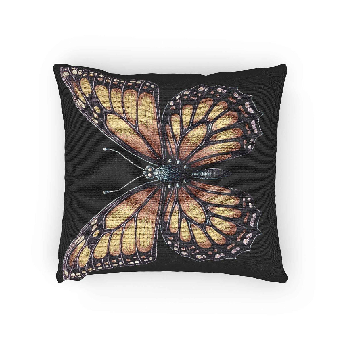 Coussin tissé Papillon Monarque | Coussin décoratif Papillon Pixel Art