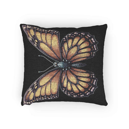 Coussin tissé Papillon Monarque | Coussin décoratif Papillon Pixel Art
