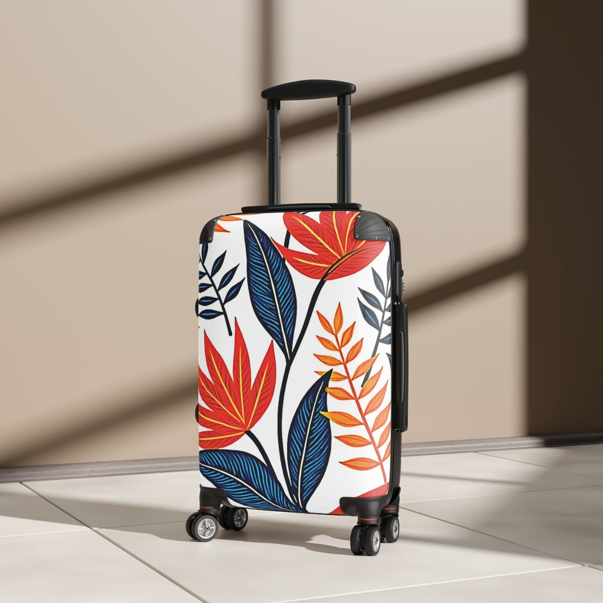Valise cabine avec imprimé feuilles tropicales audacieux – Bagage de voyage coloré