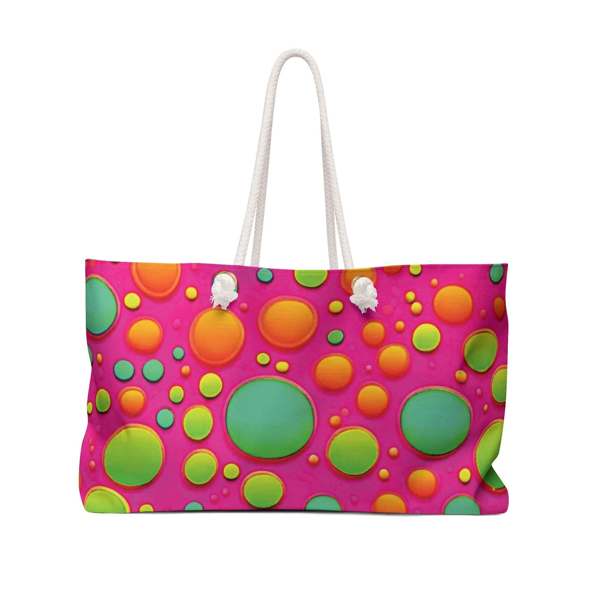 Grand Sac de Voyage à Motif Bulles Colorées | Rose Néon Vert Orange, Grand Fourre-tout