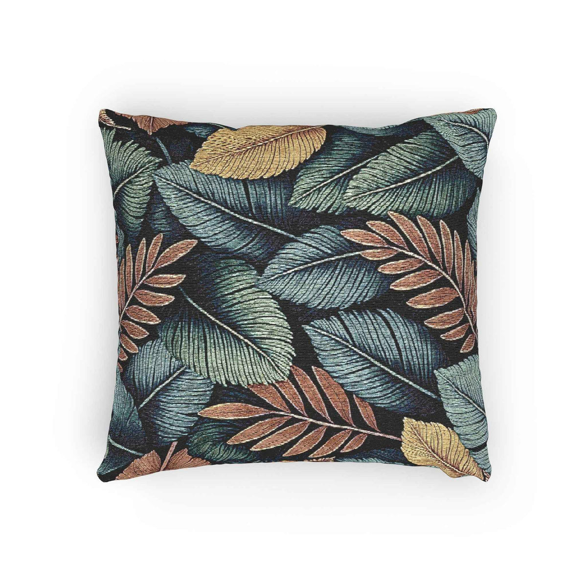 Coussin Tissé à Motif de Feuilles Tropicales | Coussin Décoratif Botanique, Motif Tapisserie Texturée
