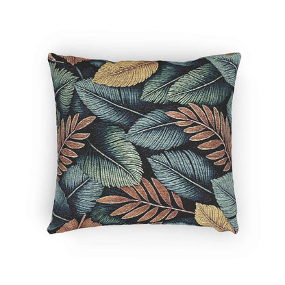 Coussin Tissé à Motif de Feuilles Tropicales | Coussin Décoratif Botanique, Motif Tapisserie Texturée