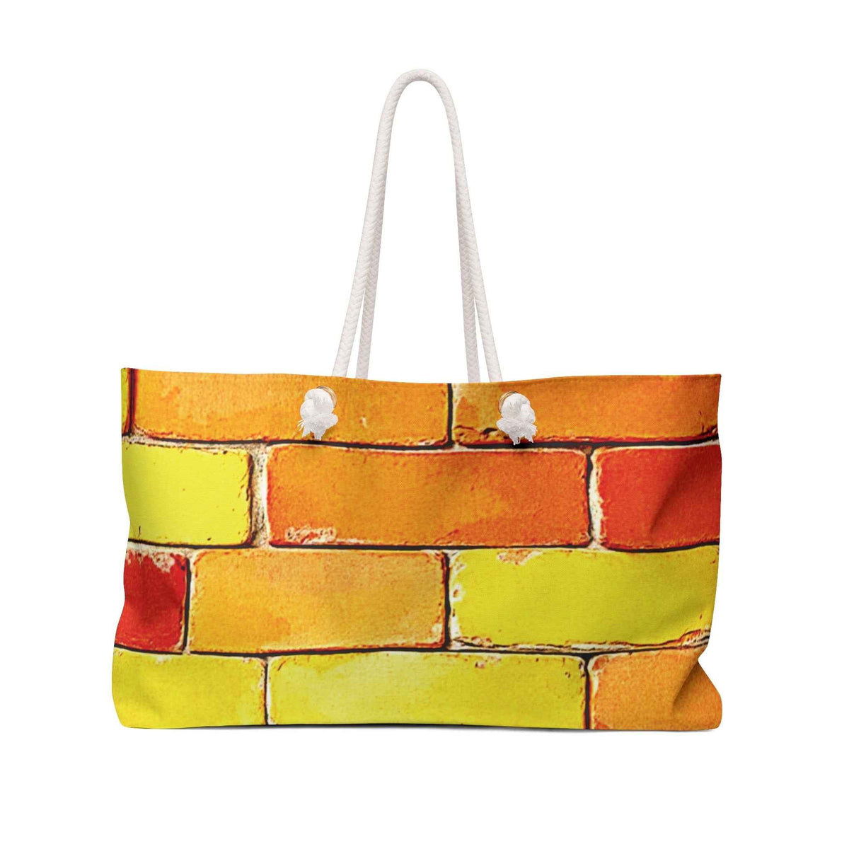 Sac de week-end à motif de briques colorées | Jaune orange vert, grand sac fourre-tout