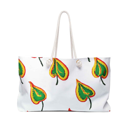 Sac de week-end Feuille Cœur Vert | Motif botanique peint à la main