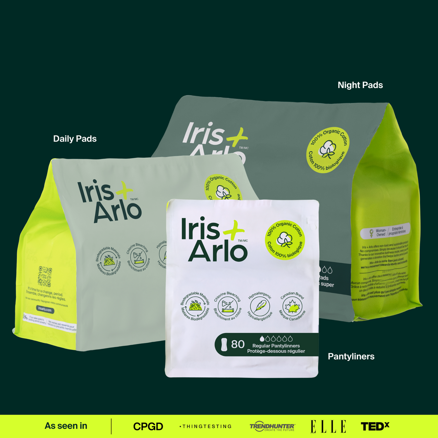 Bulk (40) - 100% Organic Regular Pads - Resealable Bag